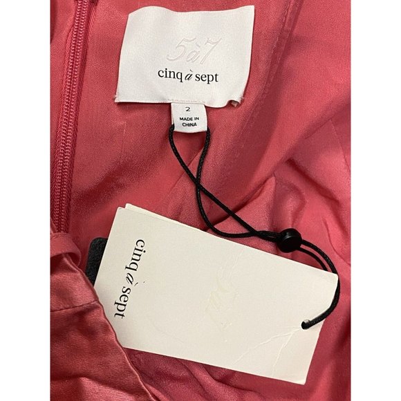 Cinq a Sept Sz 2 Dress Arianna Pink Candy Silk Satin Halter Hi Low Gown New NWT - Picture 7 of 11